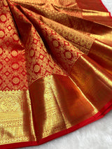 Amazing Red Pure Zari Weaving Banarasi Silk Saree With Glittering Blouse Piece