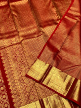 Amazing Red Pure Zari Weaving Banarasi Silk Saree With Glittering Blouse Piece