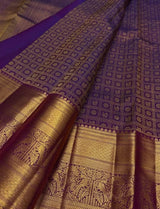 Demesne Purple Pure Zari Weaving Banarasi Silk Saree With Zephyr Blouse Piece
