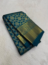 Murmurous Rama Pure Zari Weaving Banarasi Silk Saree With Piquant Blouse Piece