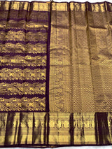Fragrant Purple Pure Zari Weaving Banarasi Silk Saree With Mesmeric Blouse Piece