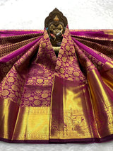 Bucolic Purple Pure Zari Weaving Banarasi Silk Saree With Appealing Blouse Piece