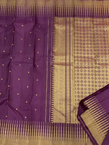 Flattering Purple Pure Zari Weaving Banarasi Silk Saree With Embrocation Blouse Piece