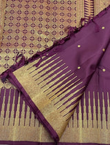 Flattering Purple Pure Zari Weaving Banarasi Silk Saree With Embrocation Blouse Piece