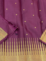 Flattering Purple Pure Zari Weaving Banarasi Silk Saree With Embrocation Blouse Piece