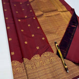Admirable Maroon Pure Zari Weaving Banarasi Silk Saree With Chatoyant Blouse Piece