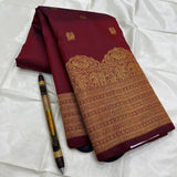 Admirable Maroon Pure Zari Weaving Banarasi Silk Saree With Chatoyant Blouse Piece
