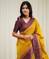 Mesmerising Yellow Soft Silk Saree With Demanding Blouse Piece