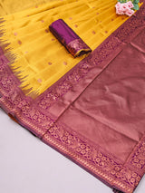 Mesmerising Yellow Soft Silk Saree With Demanding Blouse Piece