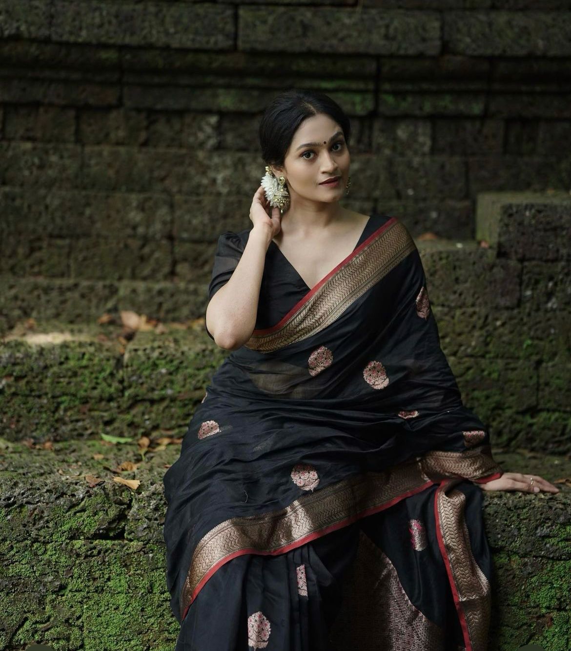 Surpassing Black Soft Silk Saree With Embellished Blouse Piece - Mameraa