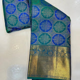 Profuse Firozi Pure Zari Weaving Banarasi Silk Saree With Resonant Blouse Piece