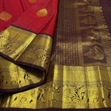 Angelic Red Pure Zari Weaving Banarasi Silk Saree With Capricious Blouse Piece