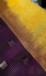 Pretty Purple Pure Zari Weaving Banarasi Silk Saree With Captivating Blouse Piece