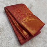 Whimsical Red Pure Zari Weaving Banarasi Silk Saree With Enthralling Blouse Piece