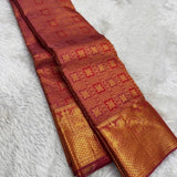 Whimsical Red Pure Zari Weaving Banarasi Silk Saree With Enthralling Blouse Piece