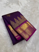 Marvellous Purple Pure Zari Weaving Banarasi Silk Saree With Smart Blouse Piece