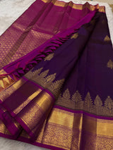 Marvellous Purple Pure Zari Weaving Banarasi Silk Saree With Smart Blouse Piece