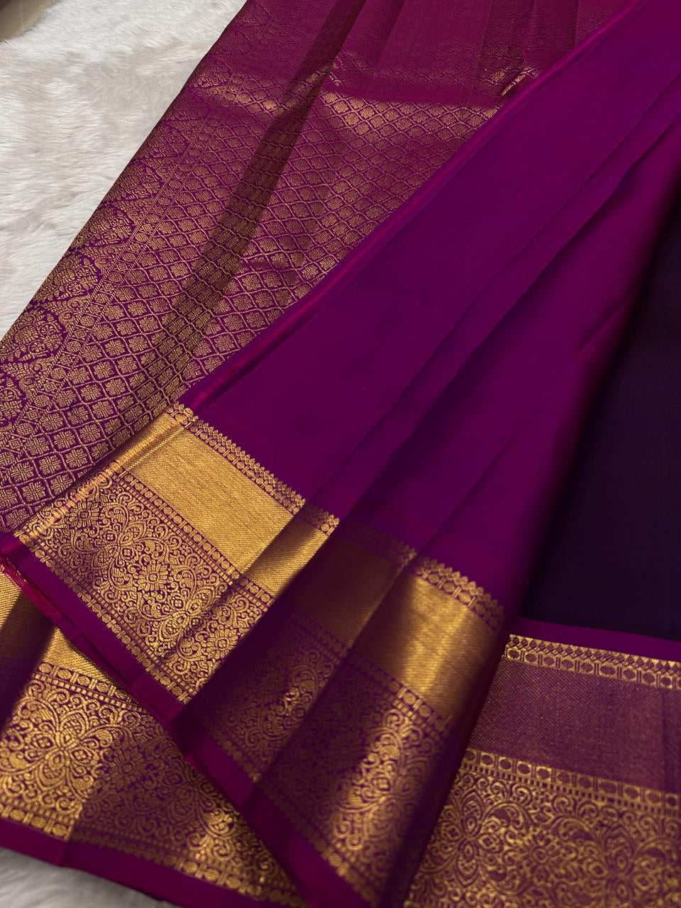 Marvellous Purple Pure Zari Weaving Banarasi Silk Saree With Smart Blouse Piece