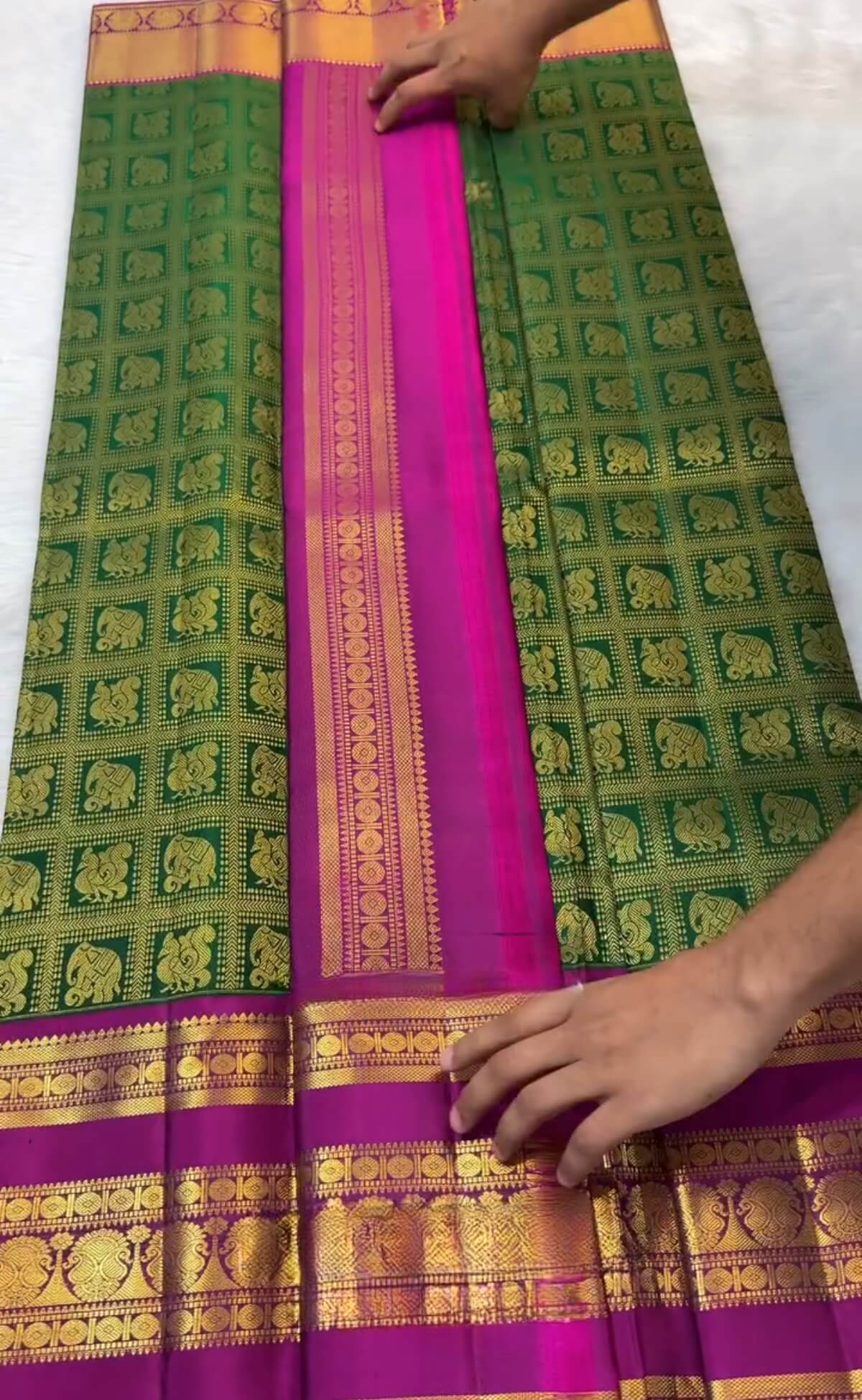Charming Dark Green Pure Zari Weaving Banarasi Silk Saree With Opulent Blouse Piece