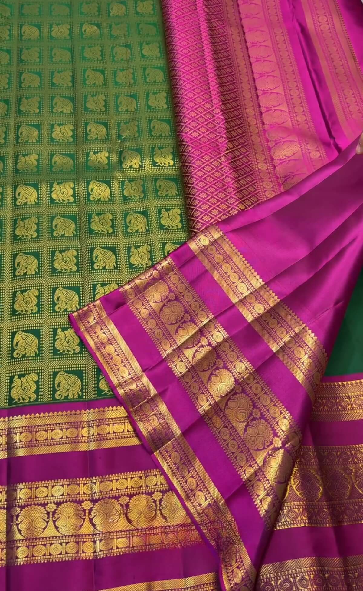 Charming Dark Green Pure Zari Weaving Banarasi Silk Saree With Opulent Blouse Piece