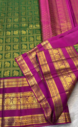Charming Dark Green Pure Zari Weaving Banarasi Silk Saree With Opulent Blouse Piece