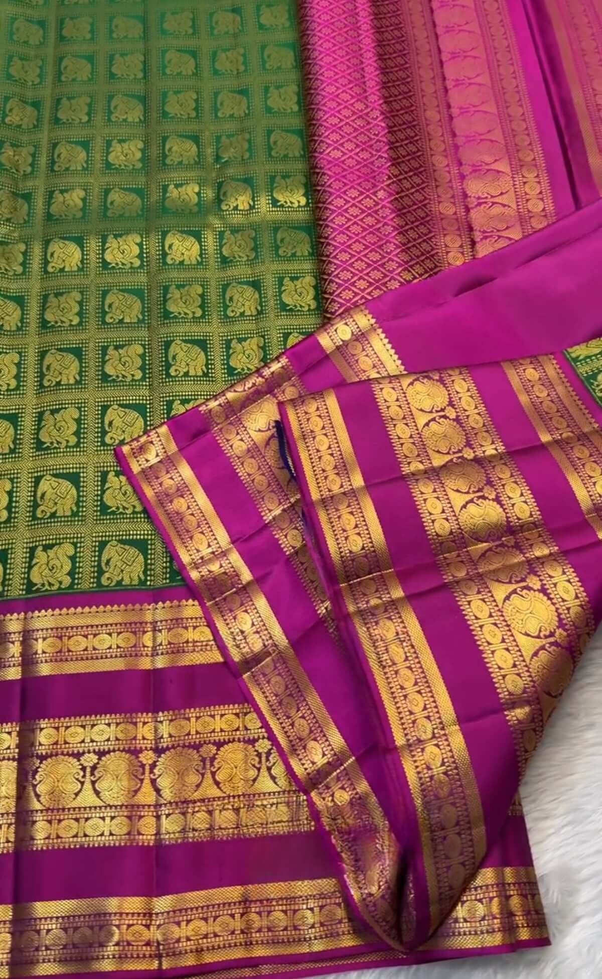 Charming Dark Green Pure Zari Weaving Banarasi Silk Saree With Opulent Blouse Piece
