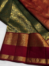 Artistic Dark Green Pure Zari Weaving Banarasi Silk Saree With Dazzling Blouse Piece