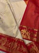 Resplendent Beige Pure Zari Weaving Banarasi Silk Saree With Splendiferous Blouse Piece