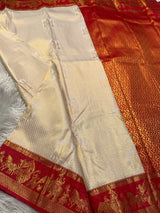 Resplendent Beige Pure Zari Weaving Banarasi Silk Saree With Splendiferous Blouse Piece