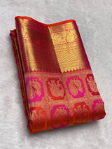 Susurrous Dark Pink Pure Zari Weaving Banarasi Silk Saree With Enticing Blouse Piece
