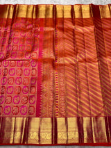 Susurrous Dark Pink Pure Zari Weaving Banarasi Silk Saree With Enticing Blouse Piece