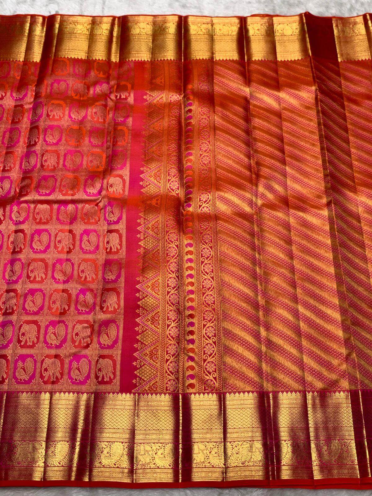 Susurrous Dark Pink Pure Zari Weaving Banarasi Silk Saree With Enticing Blouse Piece