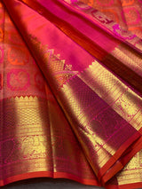 Susurrous Dark Pink Pure Zari Weaving Banarasi Silk Saree With Enticing Blouse Piece