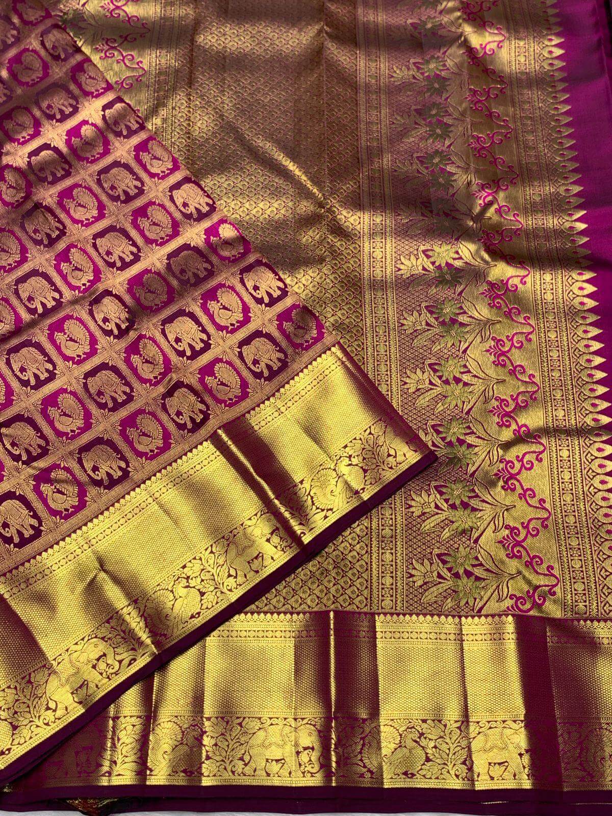 Breathtaking Purple Pure Zari Weaving Banarasi Silk Saree With Desiring Blouse Piece