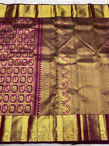 Breathtaking Purple Pure Zari Weaving Banarasi Silk Saree With Desiring Blouse Piece