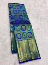 Amiable Royal Blue Pure Zari Weaving Banarasi Silk Saree With Twirling Blouse Piece
