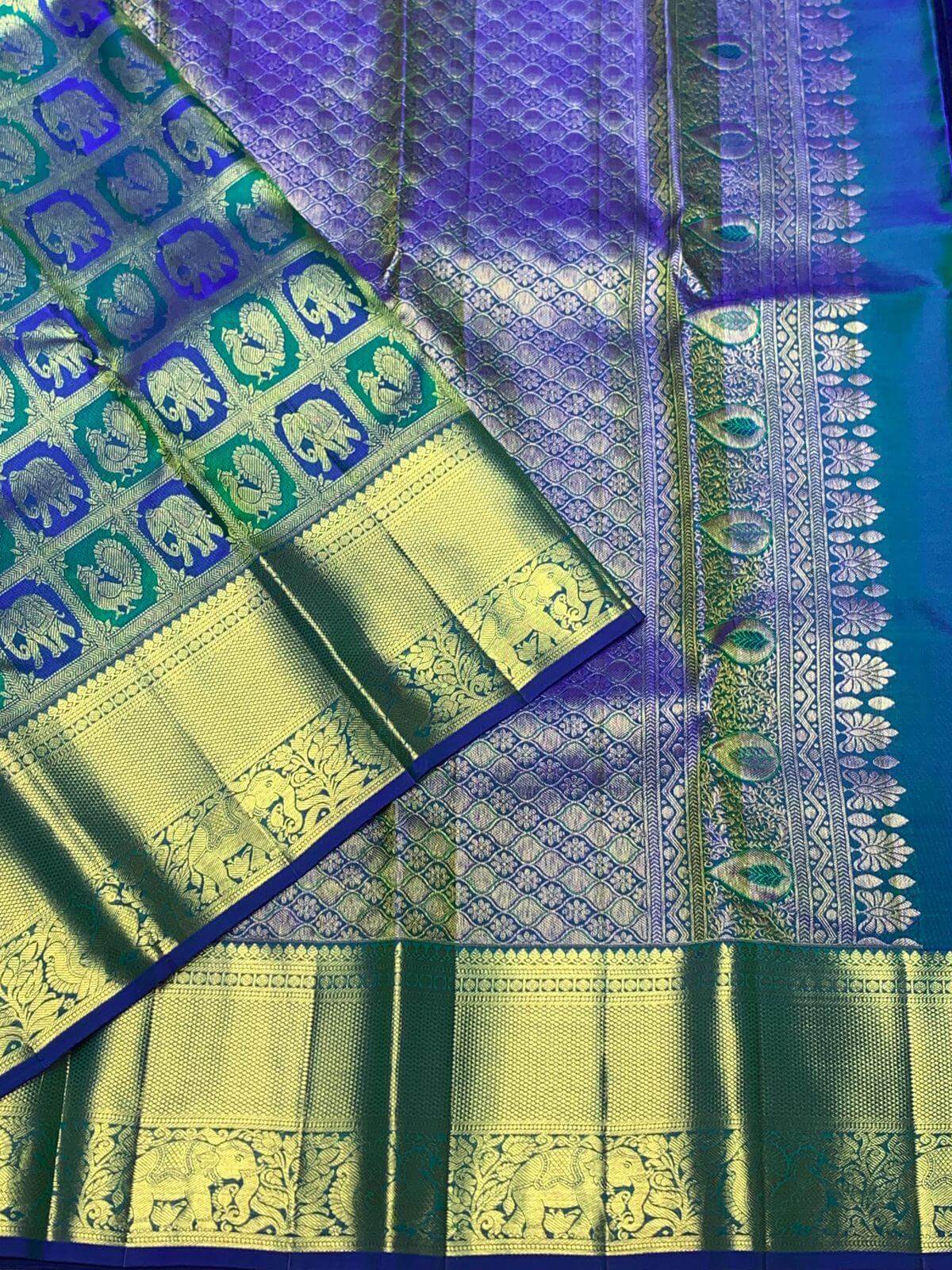 Amiable Royal Blue Pure Zari Weaving Banarasi Silk Saree With Twirling Blouse Piece