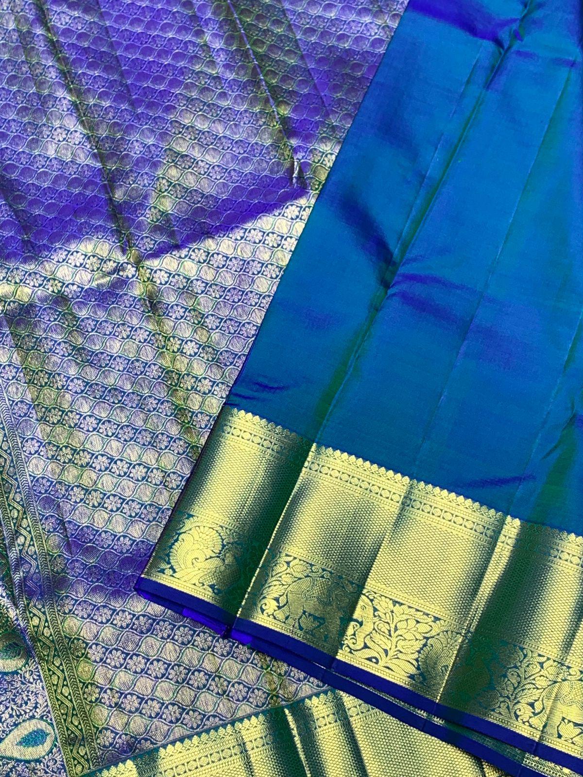 Amiable Royal Blue Pure Zari Weaving Banarasi Silk Saree With Twirling Blouse Piece
