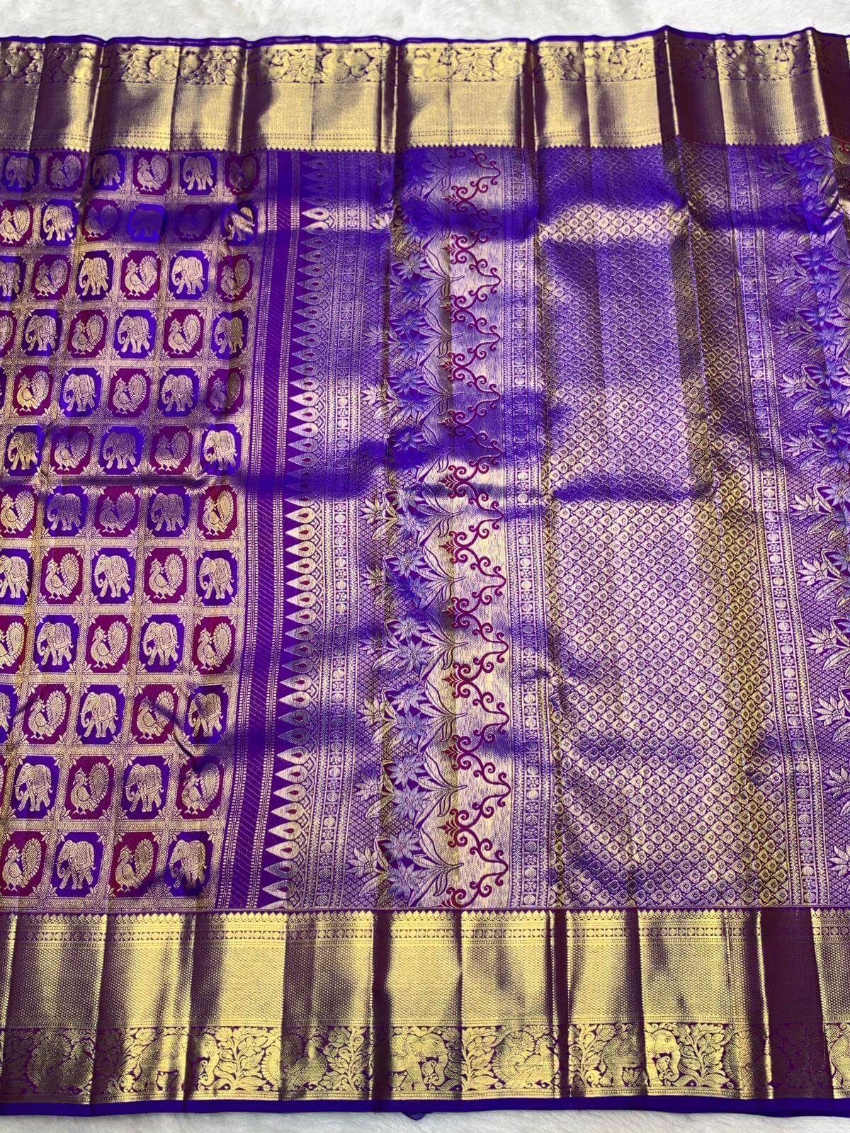Scintilla Royal Purple Pure Zari Weaving Banarasi Silk Saree With Adorable Blouse Piece