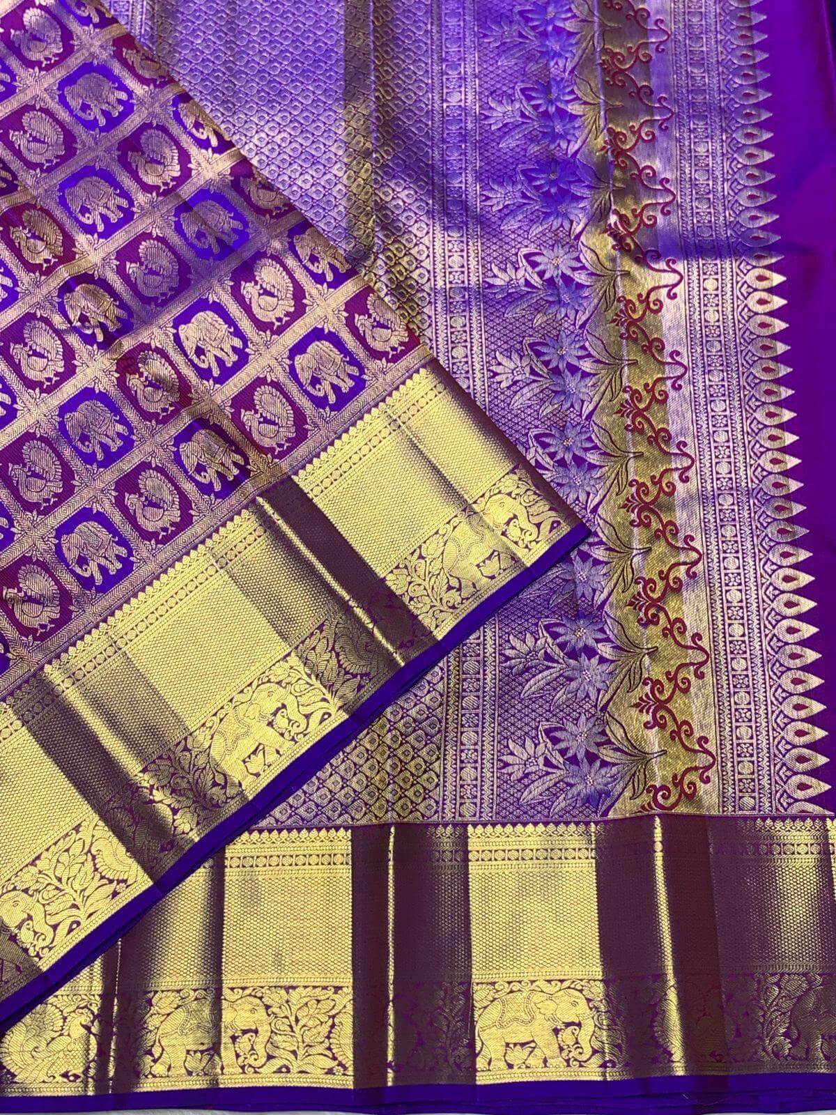 Scintilla Royal Purple Pure Zari Weaving Banarasi Silk Saree With Adorable Blouse Piece