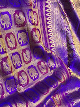 Scintilla Royal Purple Pure Zari Weaving Banarasi Silk Saree With Adorable Blouse Piece