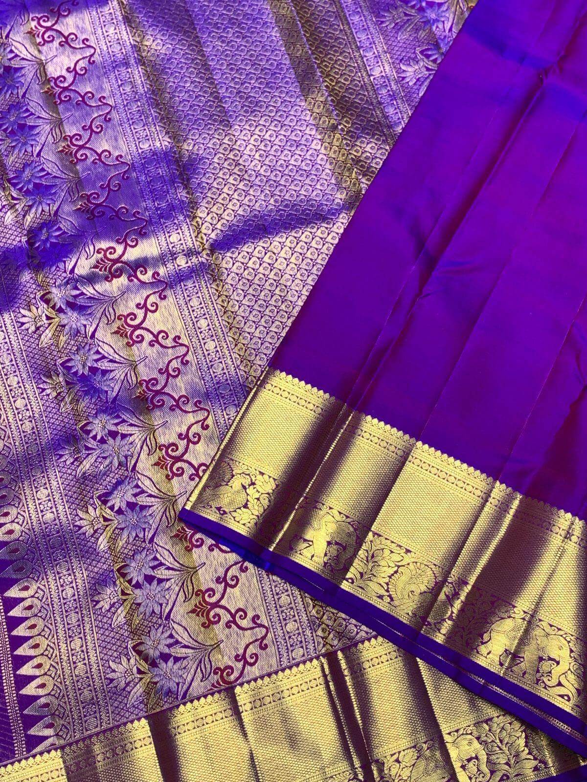 Scintilla Royal Purple Pure Zari Weaving Banarasi Silk Saree With Adorable Blouse Piece