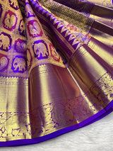 Scintilla Royal Purple Pure Zari Weaving Banarasi Silk Saree With Adorable Blouse Piece
