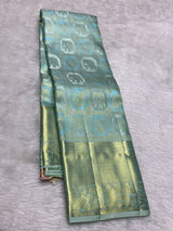 Flameboyant Sky Pure Zari Weaving Banarasi Silk Saree With Blissful Blouse Piece