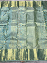 Flameboyant Sky Pure Zari Weaving Banarasi Silk Saree With Blissful Blouse Piece