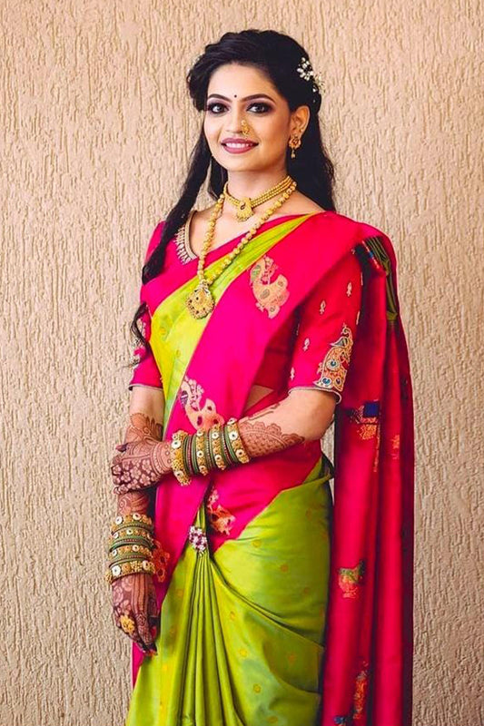 Palimpsest Parrot Soft Silk Saree With Staggering Blouse Piece - Mameraa