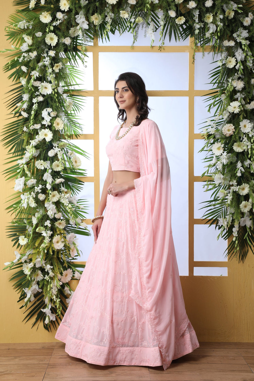 Adorable Light Pink Georgette Lehenga Choli