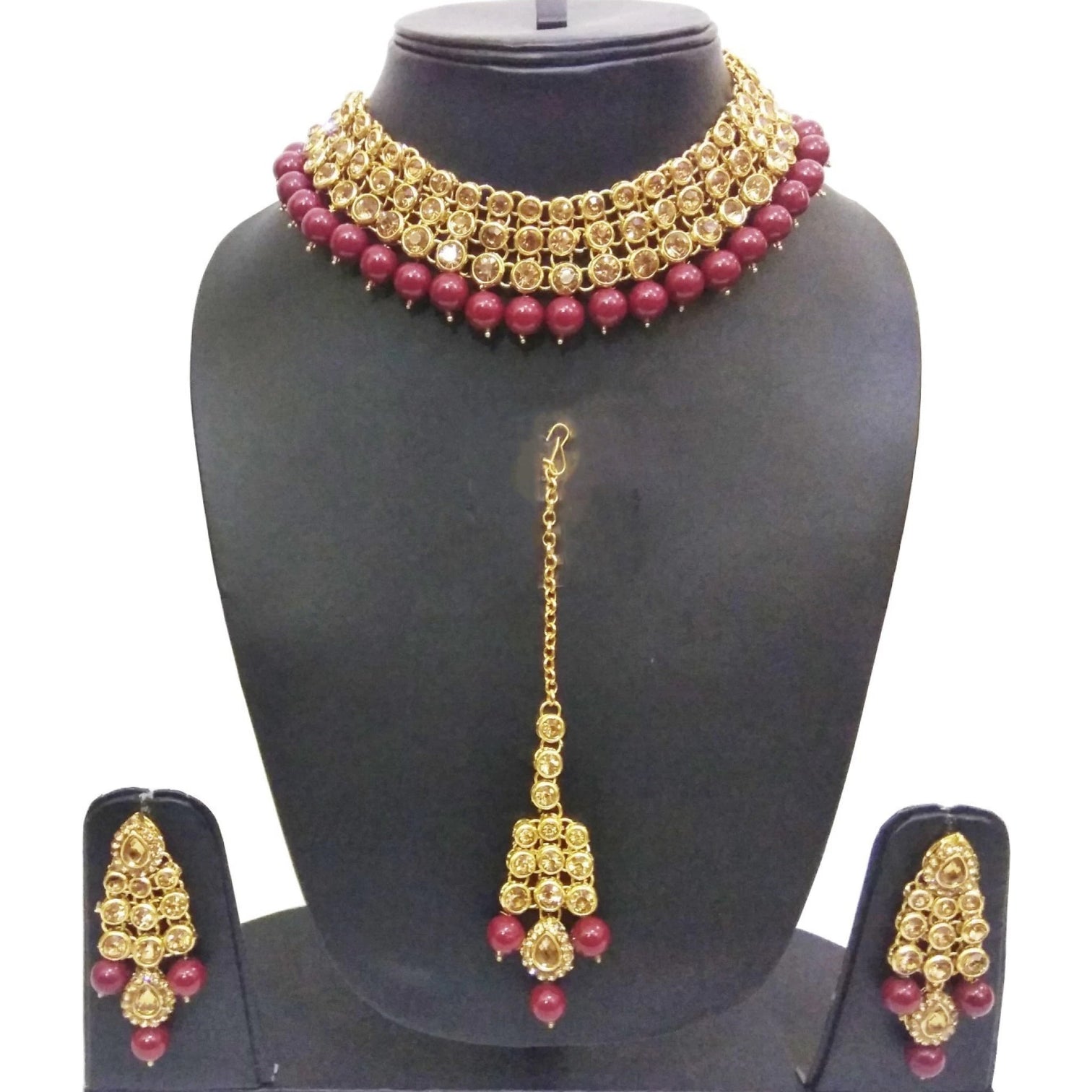 Alloy Jewel Set (Brown, White)
