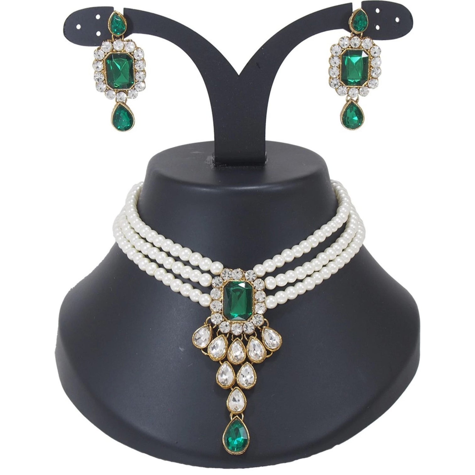 Alloy Jewel Set (Green, White)