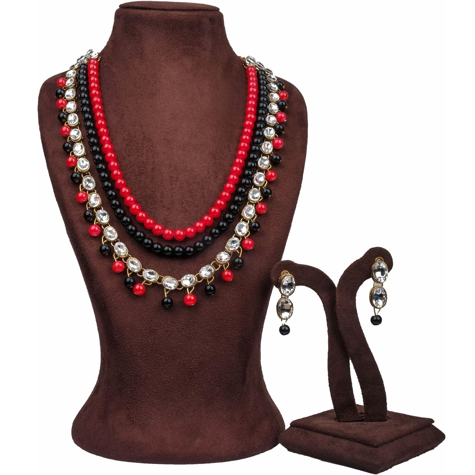 Red and Black Pearl Necklace for Wedding Engagement